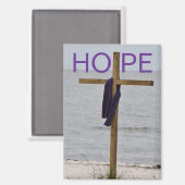 Magneet met afbeelding van kruis op het strand (Voorkant / Achterkant)