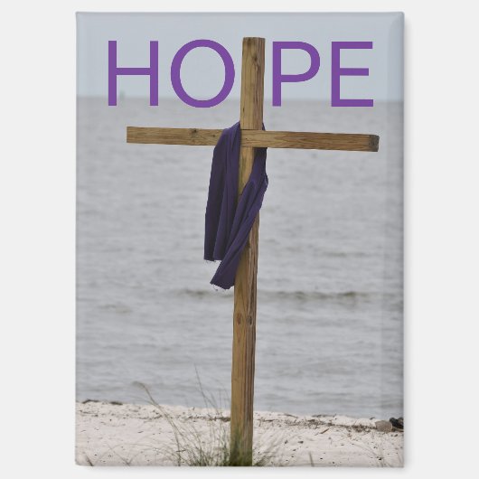 Magneet met afbeelding van kruis op het strand (Voorkant)