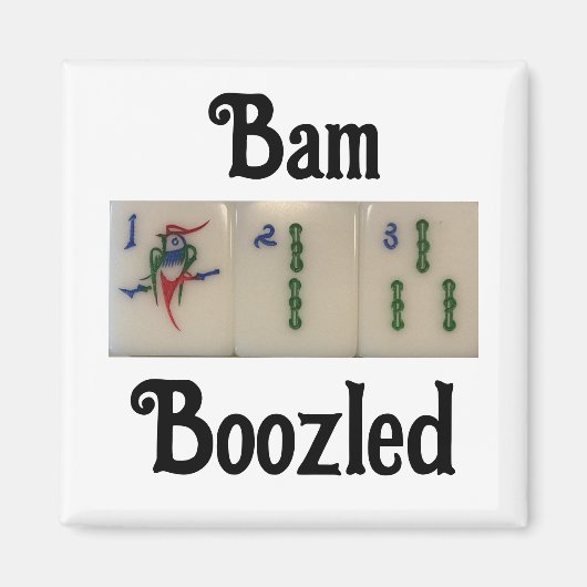 Magneet met bamboe tegels - mahjong - bamboozled (Voorkant)