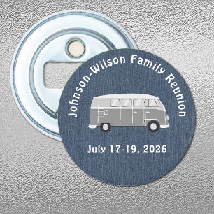 Magneet met blauwe denimprint voor klas- of famili button flesopener
