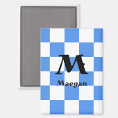 Magneet met blauwe geruite achtergrond (Voorkant / Achterkant)