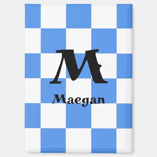 Magneet met blauwe geruite achtergrond (Voorkant)