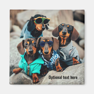 Magneet met coole Dachshund-bende die zonnebril dr