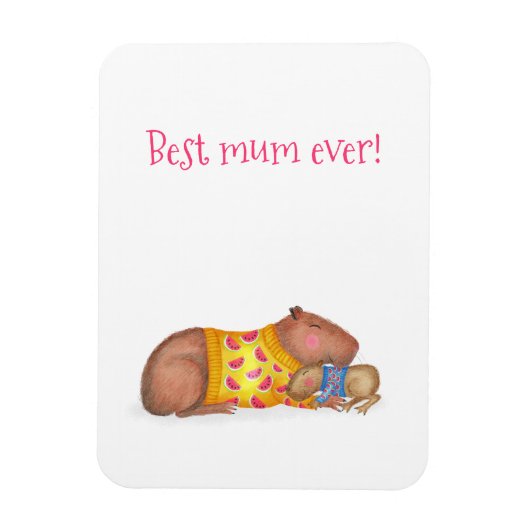 Magneet met cute capibara 'Beste moeder ooit' (Verticaal)