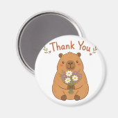 Magneet met Cute Capybara Bedankt Wilde Bloemen (Voorkant / Achterkant)