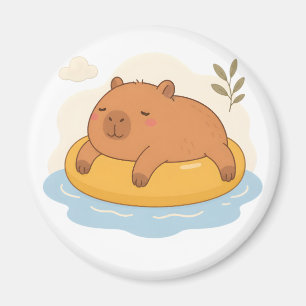 Magneet met Cute Capybara Pool Float voor een zome