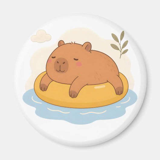 Magneet met Cute Capybara Pool Float voor een zome (Voorkant)