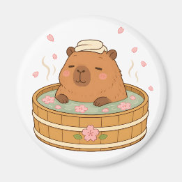 Magneet met Cute Capybara Sakura Onsen Kersenbloes
