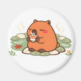 Magneet met Cute Capybara Theetijd Onsen Warmwater