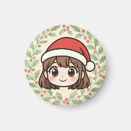 Magneet met cute Kawaii Kerst Anime Meisje
