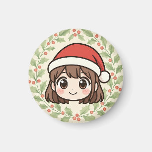 Magneet met cute Kawaii Kerst Anime Meisje