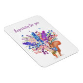 Magneet met cute rode eekhoorn met bloemen (Rechterzijde)