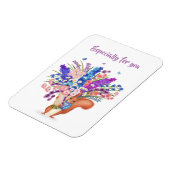Magneet met cute rode eekhoorn met bloemen (Linkerzijde)
