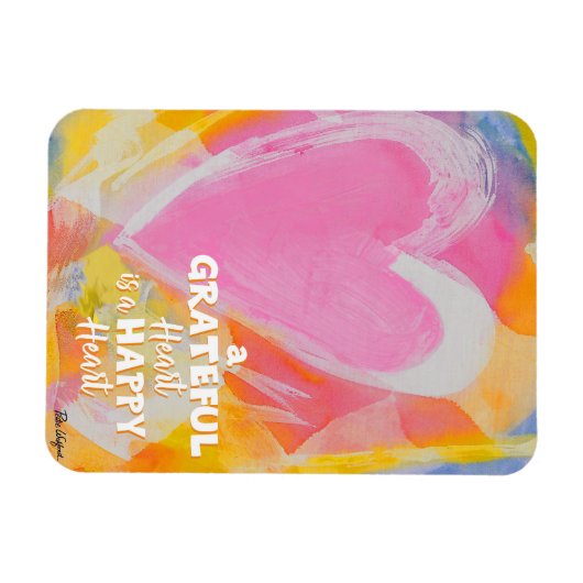 Magneet met dankbaar gelukkig hart kunst van Pedie (Horizontaal)