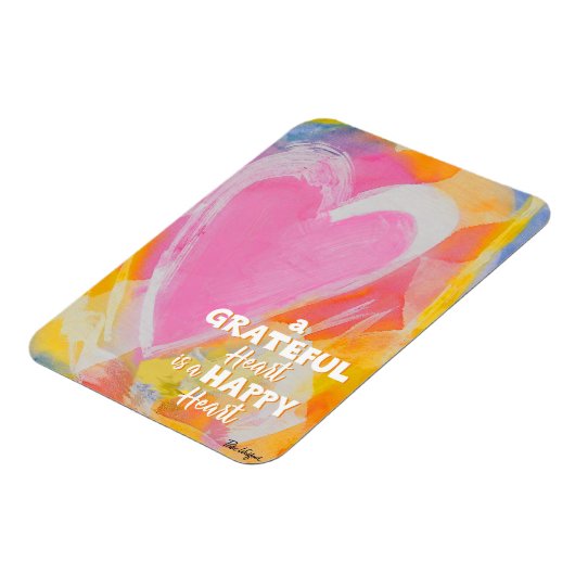 Magneet met dankbaar gelukkig hart kunst van Pedie (Linkerzijde)