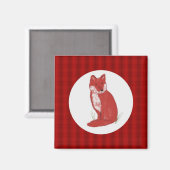 Magneet met de de Rode Illustratie en Plaid van de (Voorkant / Achterkant)