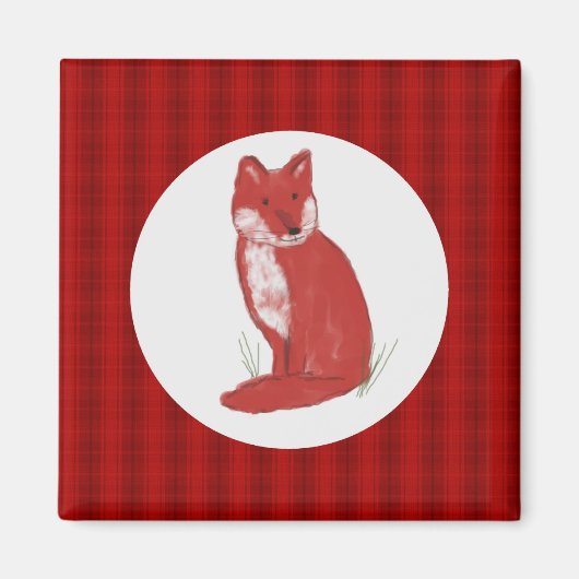 Magneet met de de Rode Illustratie en Plaid van de (Voorkant)