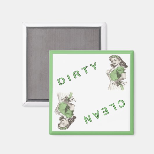 Magneet met Dirty Clean Vaatwasser Maid Print (Voorkant / Achterkant)