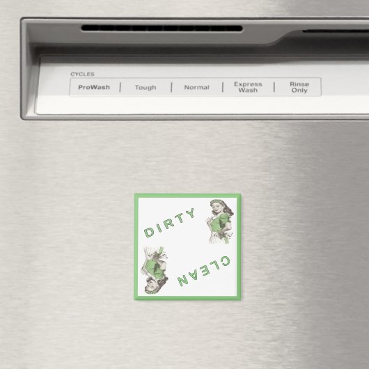Magneet met Dirty Clean Vaatwasser Maid Print (Insitu (Vaatwasser))