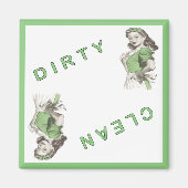 Magneet met Dirty Clean Vaatwasser Maid Print (Voorkant)