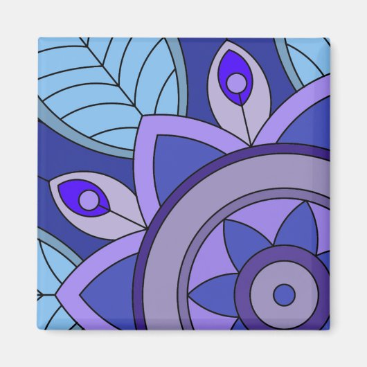 Magneet met een kunst van bloem (Voorkant)
