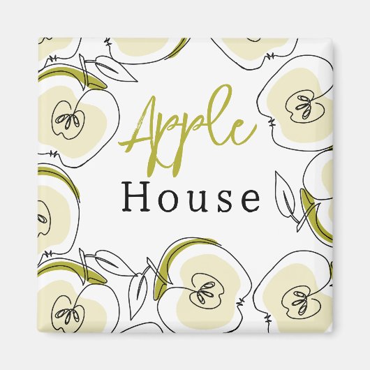 Magneet met een patroon appel getekend. (Voorkant)