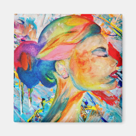 Magneet met gezicht met vele kleuren