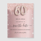 Magneet met glans glitter om het 60e verjaardagsfe (Voorkant)