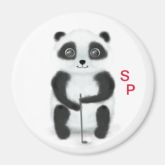 magneet met golfspel panda (Voorkant)