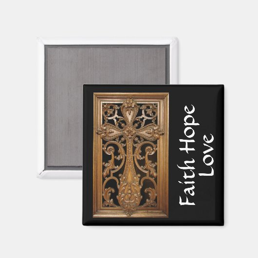 Magneet met houtgesneden kruis (Voorkant / Achterkant)