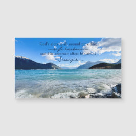 Magneet met inspirerende quote over bergmeer foto