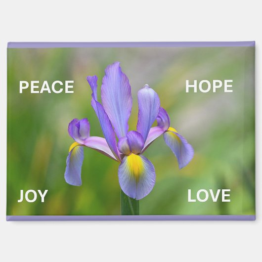 Magneet met Iris bloem en Advent thema's (Voorkant)
