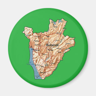 Magneet met kaart van Burundi