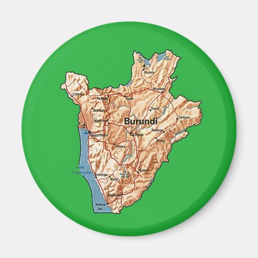Magneet met kaart van Burundi (Voorkant)