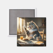Magneet met kat die ontbijt (Voorkant / Achterkant)