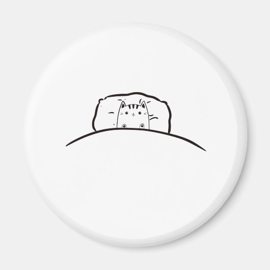 Magneet met kat in bed, magneet met leuke kat (Voorkant)