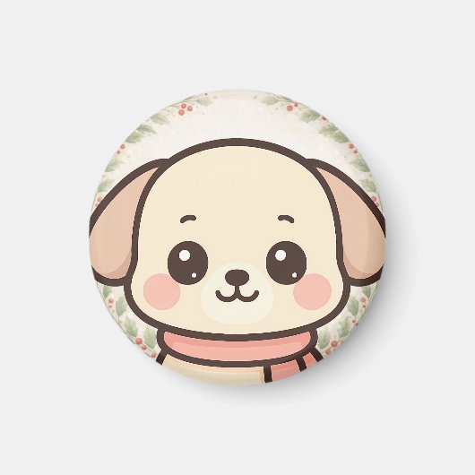 Magneet met Kawaii Hondje Gezicht  (Voorkant)