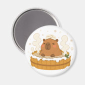 Magneet met knuffel Capybara Winter Onsen Sneeuw W (Voorkant / Achterkant)
