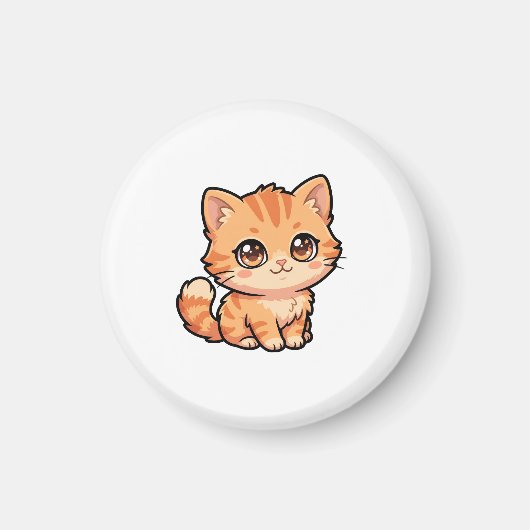 Magneet met knuffelbare oranje tabby poes (Voorkant)