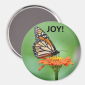 Magneet met monarchvlinder, bloem en VREUGDE! (Voorkant / Achterkant)