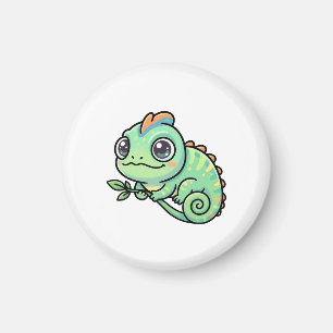 Magneet met Mooie Baby Groene Kameleon