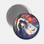 Magneet met namaak glas-in-lood afbeelding van kop (Voorkant / Achterkant)