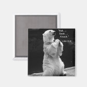 Magneet met polair beer bidden vragen, zoeken, klo (Voorkant / Achterkant)