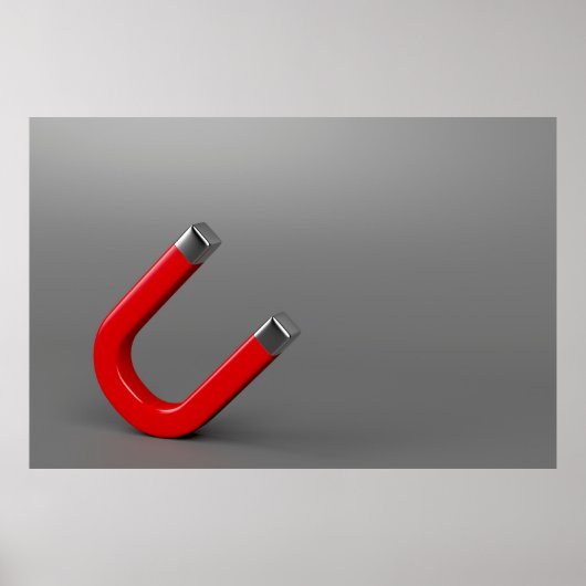 magneet met rood hoefijzer poster (Voorkant)