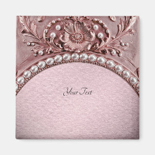 Magneet met roze bloem