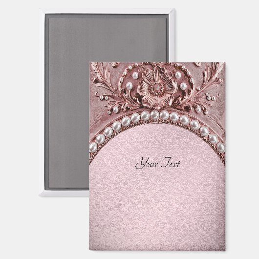 Magneet met roze bloem (Voorkant / Achterkant)