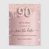 Magneet met roze glitters en tekst 'save the date' (Voorkant)