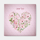 Magneet met roze hart bloem (Voorkant)