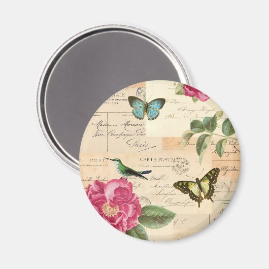  magneet met rozen en vlinders (Voorkant / Achterkant)