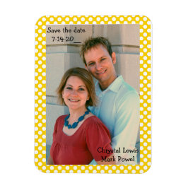 Magneet met 'Save the Date' en een gele stippelran